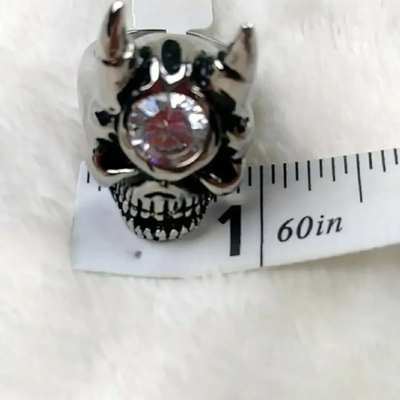 Halloween Devil Skull Biker Ring Gothic Punk Stainless Steel Unisex Ring - Picture 9 of 10